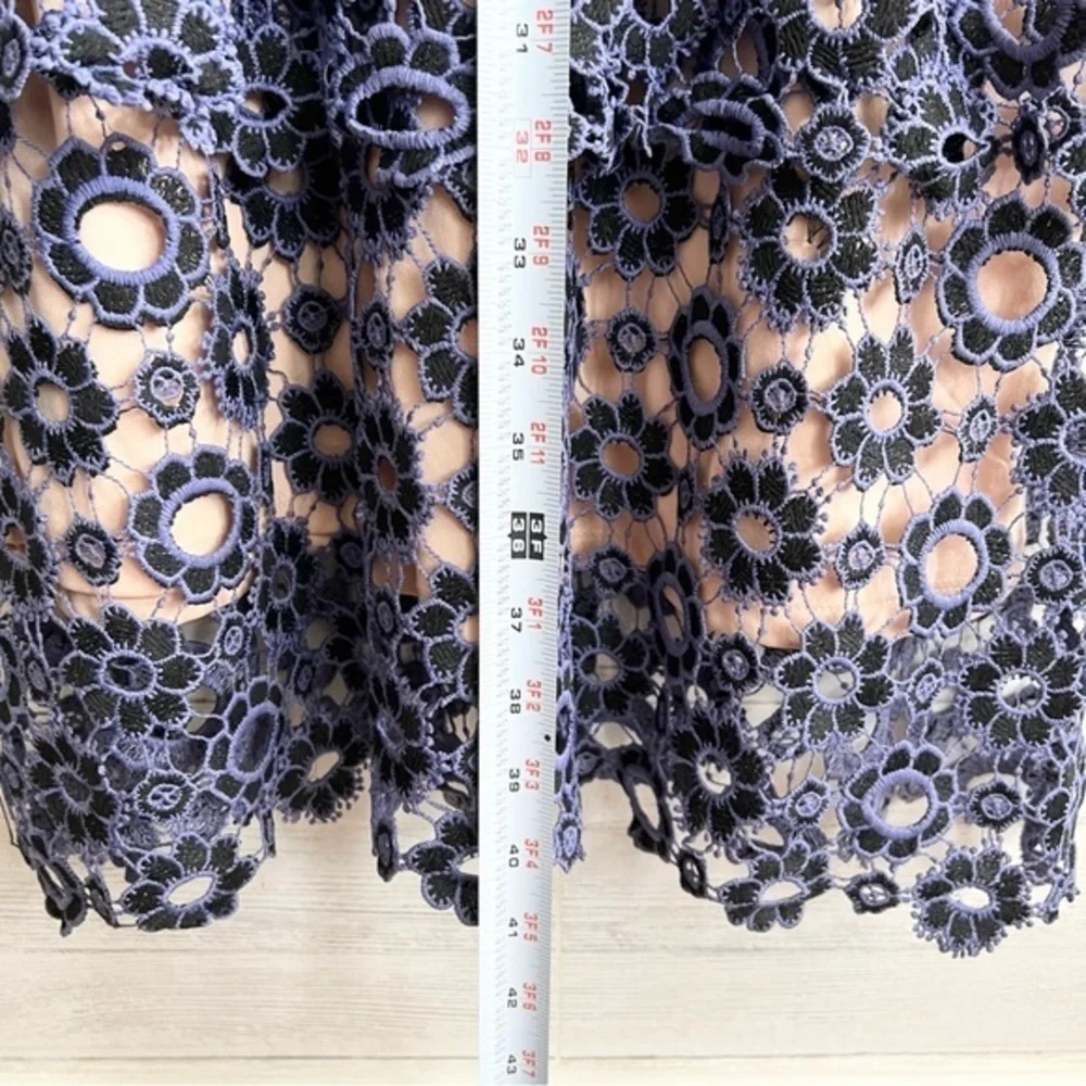 Just Me Lavender and Black Overlay Floral Lace Ruffle Dress - Picture 17 of 17